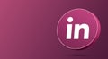 Linkedin logo minimal design on the round button 3d render. Social media icon Royalty Free Stock Photo