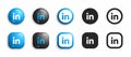 Linkedin Modern 3D And Flat Icons Set Vector Royalty Free Stock Photo