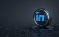 Linkedin sign abstract dark realistic iconic background for social banner template 3d rendering