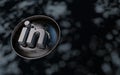 Linkedin sign iconic background old vintage dark metallic realistic look with shadow