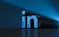 Linkedin sign iconic background sunray realistic look symbol for social banner, poster