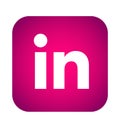 LinkedIn social media icon logo vector element in pink on white background