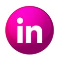 LinkedIn social media icon logo vector element in pink on white background