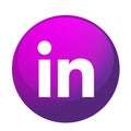 LinkedIn social media icon logo vector element in purple on white background