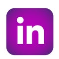 LinkedIn social media icon logo vector element in purple on white background