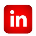 LinkedIn social media icon logo vector element in red on white background