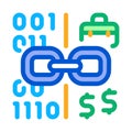 Linking binary code to money icon vector outline illustration