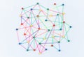 Linking entities, Blockchain, social media, Communications Network, The connection between the two networks. Network simulation on Royalty Free Stock Photo