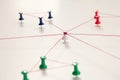 Linking entities. Monotone. Networking, social media, SNS, internet communication abstract. Small network connected to a larger ne Royalty Free Stock Photo