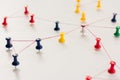 Linking entities. Monotone. Networking, social media, SNS, internet communication abstract. Small network connected to a larger ne Royalty Free Stock Photo