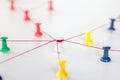 Linking entities. Monotone. Networking, social media, SNS, internet communication abstract. Small network connected to a larger ne Royalty Free Stock Photo