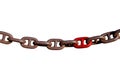 Links of a heavy rusted chain isolated. Royalty Free Stock Photo