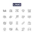 Links line vector icons and signs. Connections, Networking, Association, Bonding, Destination, Hyperlinks