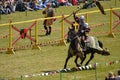 Linlithgow spectacular jousting horse knights Royalty Free Stock Photo
