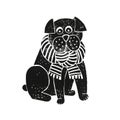 Linocut dog scarf Royalty Free Stock Photo