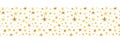 Linocut Gold and Yellow Stars on White Background Vector Seamless Border Pattern. Winter Christmas Hand Made Print