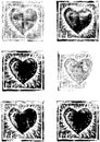 linocut hearts