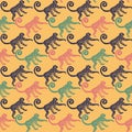 Linocut tropical Jungle Monkey background Royalty Free Stock Photo