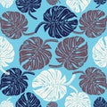 Linocut tropical Monstera leave background