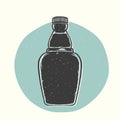 Linocut Vector Flask Bottle Illustration Template. Banner for Motivation Quotes, Posters, Cards, Logos, etc. Lino