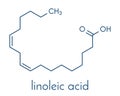 Linoleic acid LA molecule. Omega-6 polynsaturated fatty acid. Skeletal formula. Royalty Free Stock Photo