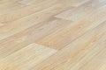 Linoleum flooring with embossed light wood texture close-up. Horizontal layout perspective. Royalty Free Stock Photo