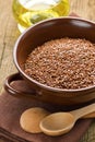 Linseed oil and flax seeds Royalty Free Stock Photo