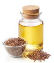 Linseed oil and linseeds Royalty Free Stock Photo
