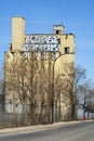 The Linseed Oil Silo is a small size yellow silo in Montreal Royalty Free Stock Photo