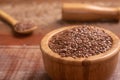 Linseed in a wooden bowl