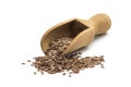 Linseeds on a wooden scoop Royalty Free Stock Photo