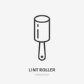 Lint roller line icon, vector pictogram of hair remover. Adhesive cleaner illustration, clothes care sign