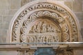 Lintel and sculpture of Basilica Sainte-Marie-Madeleine in Vezelay Royalty Free Stock Photo