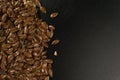 Brown Flax seed. Also known as Linseed, Flaxseed and Common Flax. Closeup of grains, background use