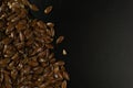 Brown Flax seed. Also known as Linseed, Flaxseed and Common Flax. Closeup of grains, background use