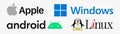 Set of operating system logo: Linux, Android, Mac Os, Windows, vector ditorial illustration Royalty Free Stock Photo