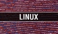 LINUX concept with Random Parts of Program Code. LINUX with Programming code abstract technology background of software developer Royalty Free Stock Photo