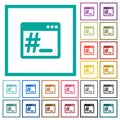 Linux root terminal flat color icons with quadrant frames