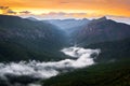 Linville Gorge River of Fog at Sunrise Royalty Free Stock Photo