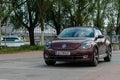 LINZ, AUSTRIA - AUGUST 02, 2018:   Side View Of Brown Volkswagen New Beetle Cabriolet Car Parked In Street. - Image Royalty Free Stock Photo