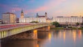 Linz, Austria at sunset. Royalty Free Stock Photo