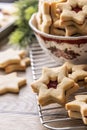 Linz Christmas cookies arranged loosely on the table Royalty Free Stock Photo