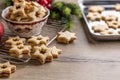 Linz Christmas cookies arranged loosely on the table Royalty Free Stock Photo