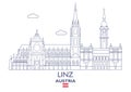 Linz City Skyline, Austria Royalty Free Stock Photo