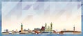 Linz skyline vector colorful poster on beautiful triangular texture background Royalty Free Stock Photo