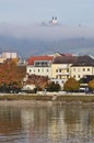 Linz at the Danube with view of Poestlingberg