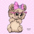 Hand draw Image Portrait of toy bear with bow. Hand draw vector illustration