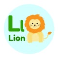 Animal Cartoon Alphabet L Cute Lion Vector illustration Royalty Free Stock Photo