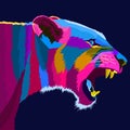 Colorful lion pop art style vector illustration