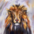 Lion abstract oil painted portrait, animal t-shirt print